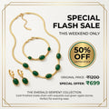 Oval Green Crystal Pendant Necklace Set With Bracelet